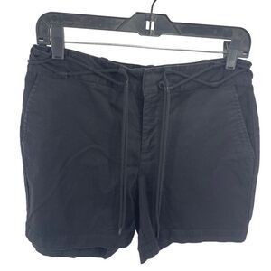 Chaps Womens Chino Shorts Waist Tie Stretch Pocket Casual Summer Black 8P Petite